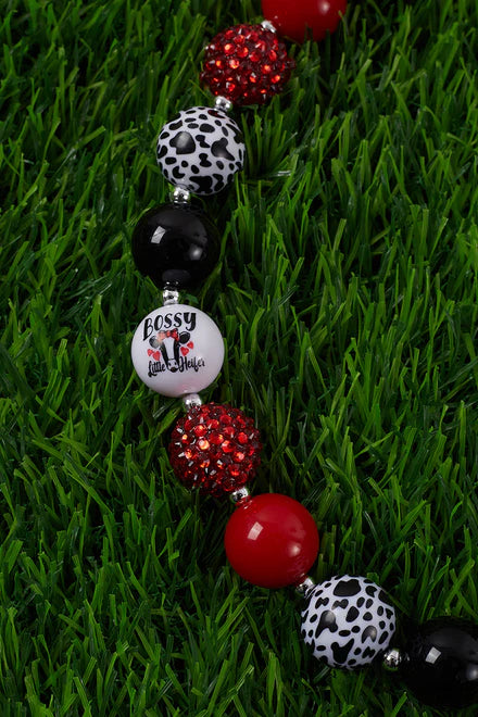 Black and Red with Cowprint Bubblegum Necklace