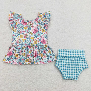 Floral/Plaid Bummie Set