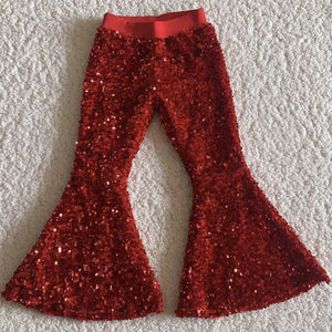 Red Sparkly Bell Bottoms