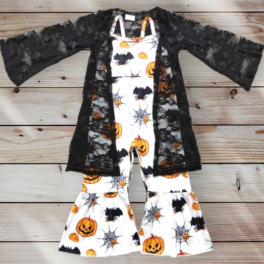 Halloween Romper with Black Lace Coverup