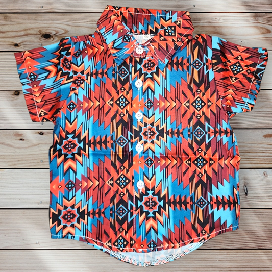 Aztec Print Button Up Shirt