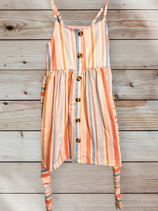 Multicolored Stripe Button Dress