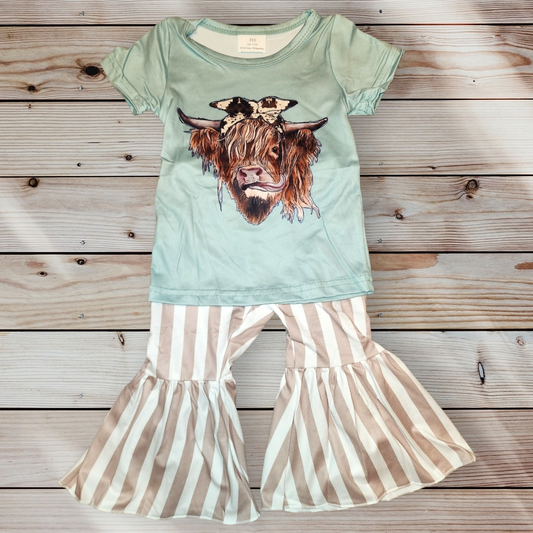 Grey Cow Bell Bottoms Set