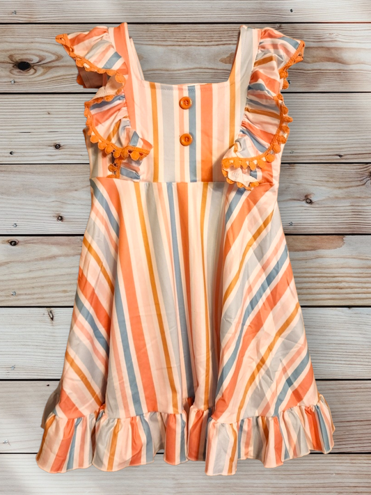 Stripe Ruffle Button Dress